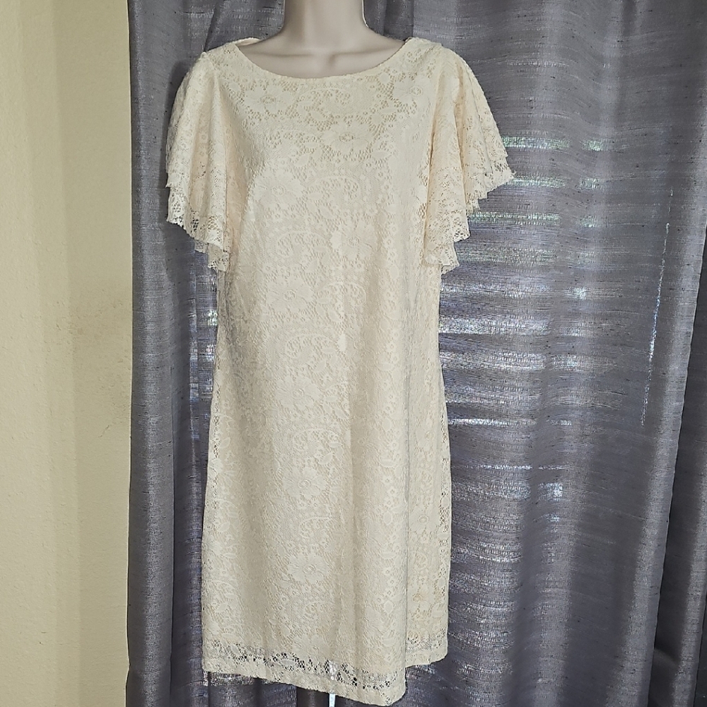 Gabby Skye Cream Lace Mini Dress